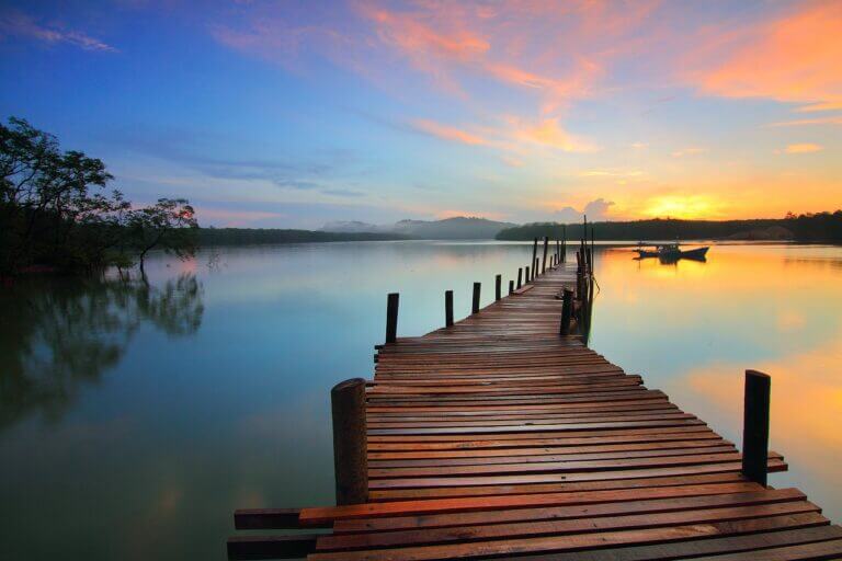 sunrise jetty lake 1634197 sunrise, jetty, lake still